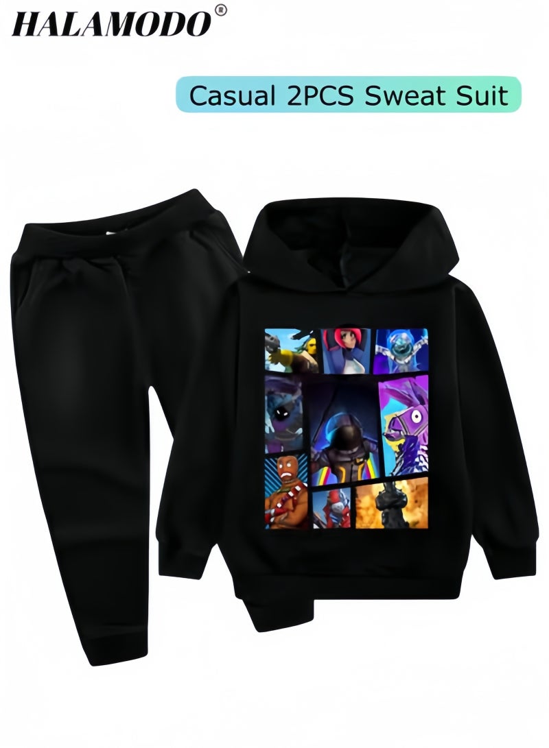 هالامودو طقم بدلة رياضية للرجال مكون من قطعتين، ملابس رياضية كاجوال متباينة الألوان، ملابس رياضية، بلوفر عصري، أزياء الشارع، ملابس حضرية، سويت شيرت بغطاء رأس للارتداء اليومي - Image 1