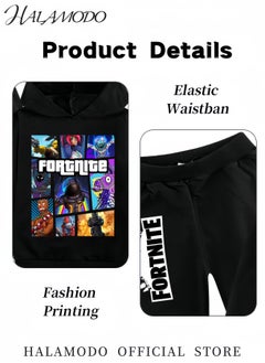 HALAMODO Men's Sweat Suit 2 Piece Outfit Casual Contrast Sports Jogging Tracksuits Set Sportswear Modern Pullover  Street Fashion Urbanwear Hooded Sweatshirt for Daily Wear  - Image 4