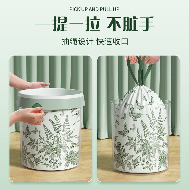 Garbage Bag Drawstring-Drawing Household Artemiweed Fragrance Printing Tear-Free Portable Thickened Kitchen Large Plastic Bag - Image 5