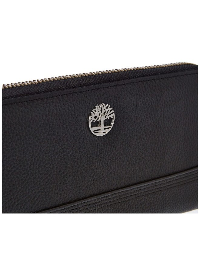 Timberland Womens Leather Rfid Zip Around Wallet Clutch With Strap Wristlet Black (Pebble) One Size Us  - Image 3