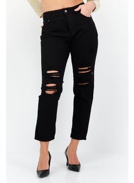 Don't Call Me Jennyfer Women Mom Fit Rip Non Stretchable Jeans, Black  - Image 1