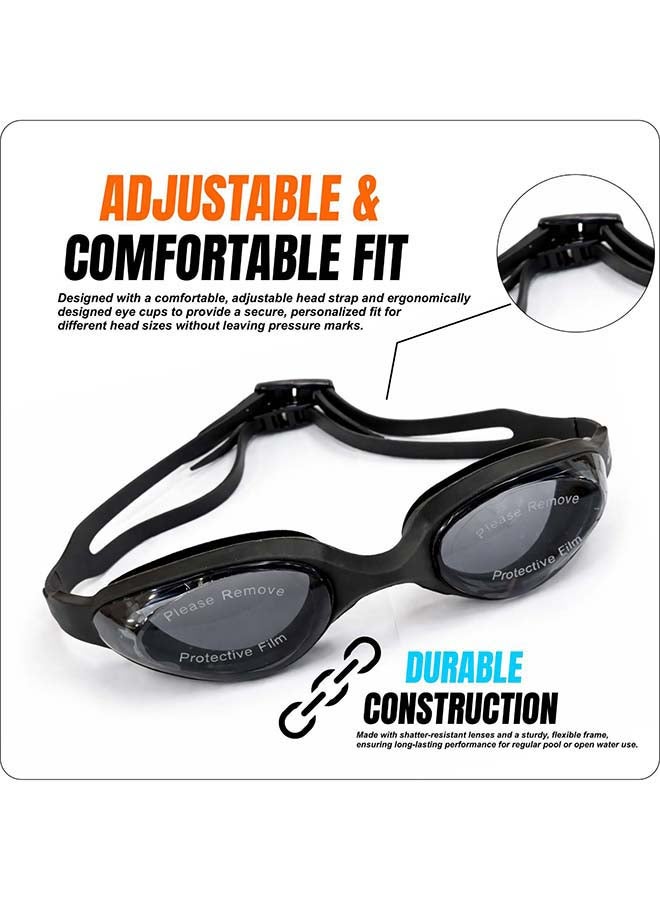 ELAN Morex Professional Swim Goggles - Stealth Black - Advanced Vacuum Leak-Proof Seal & Soft Silicone Straps - Anti-Fog HD Vision - High-Performance Racing & Training Goggles for Men & Women - Image 2