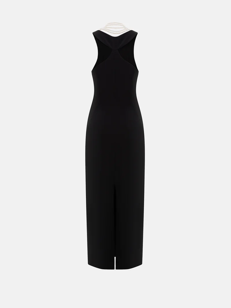 Lichi  Maxi dress with cut-outs on the back and pearl necklace for Women | Best Price UAE