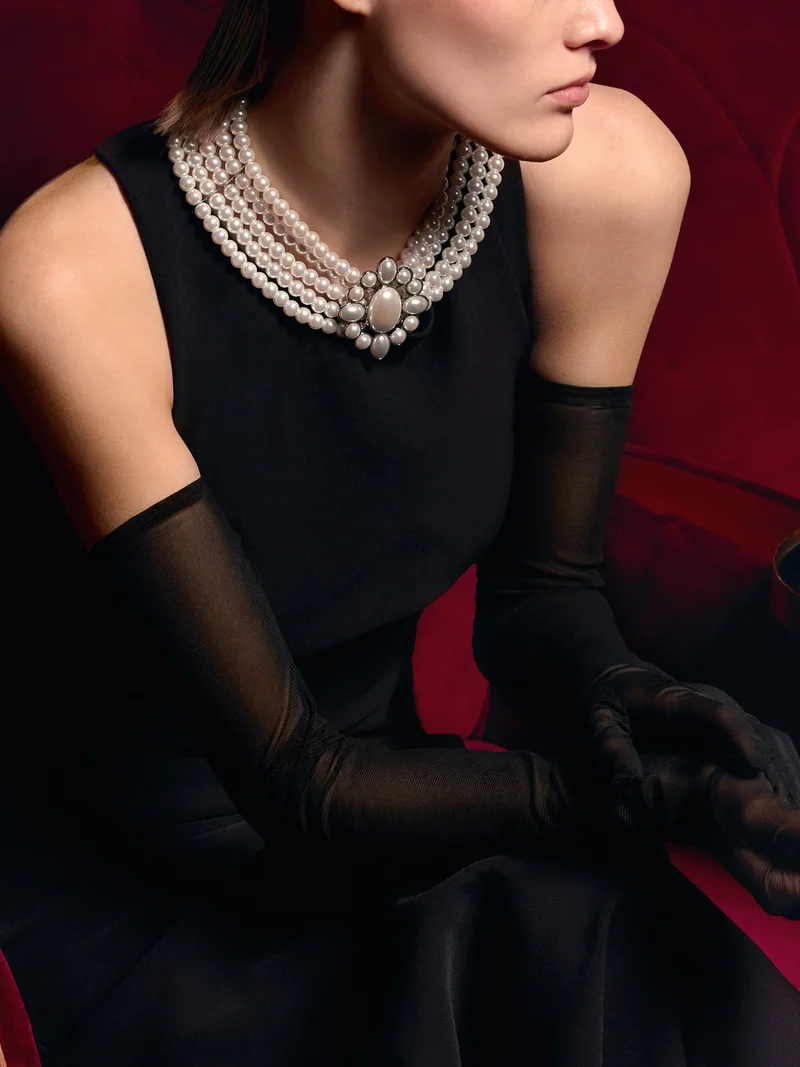 Lichi  Maxi dress with cut-outs on the back and pearl necklace for Women | Best Price UAE