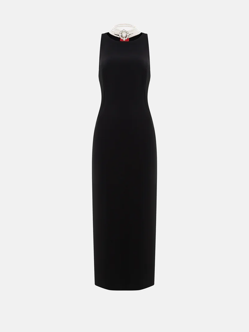 Lichi  Maxi dress with cut-outs on the back and pearl necklace for Women | Best Price UAE