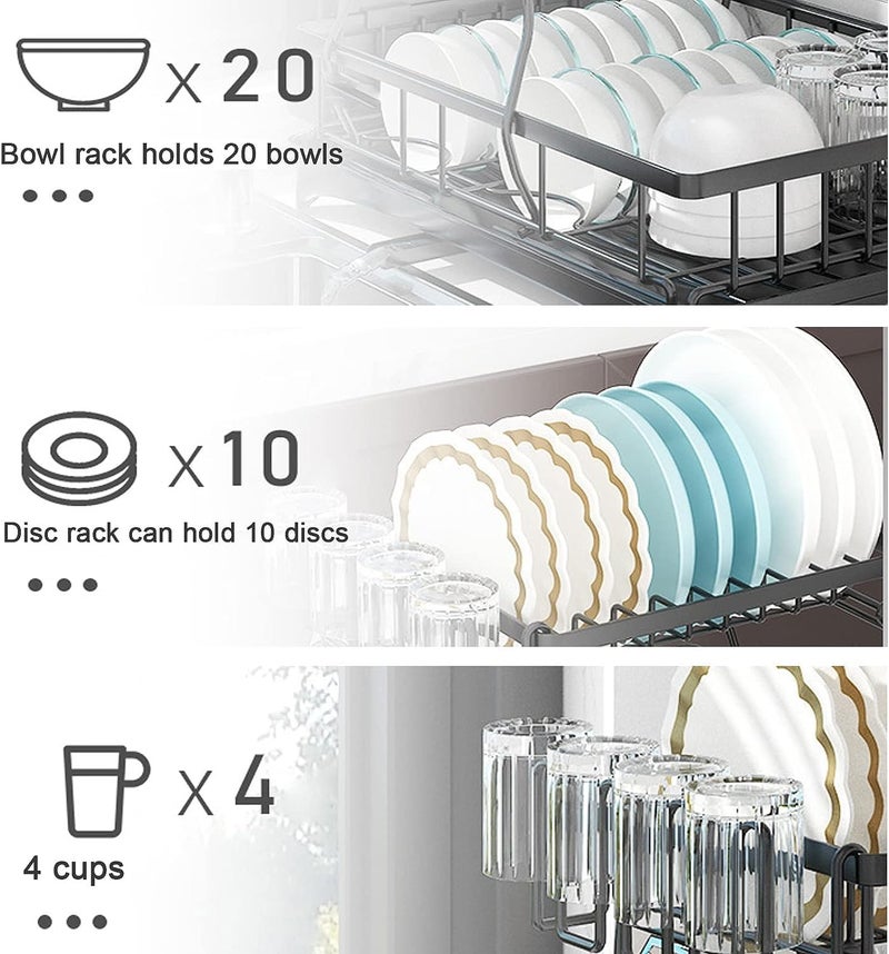 Cloyster Dish Rack Compact Dish Drainer Carbon Steel Dish Drying Rack with Removable Cutlery Holder Anti Rust Plate Rack Small Sink Drainer for Sink or Kitchen Countertop - Image 2