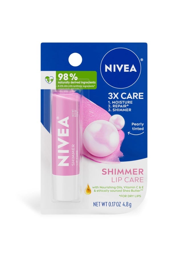 NIVEA Shimmer Lip Care, Shimmer Lip Balm with Shea Butter, Nourishing Oils and Vitamin C & E, 3-in-1 Moisture, Repair (for Dry Lips) and Shimmer, 0.17 Oz Stick - Image 1