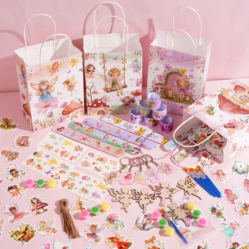 Vanblue 140 Pcs Fairy Party Favors Floral Fairy Themed Birthday Decorations Supplies Goodie Bag Stuffers Gift Bags for Girls,DIY Crafts and Classroom Rewards - Image 2