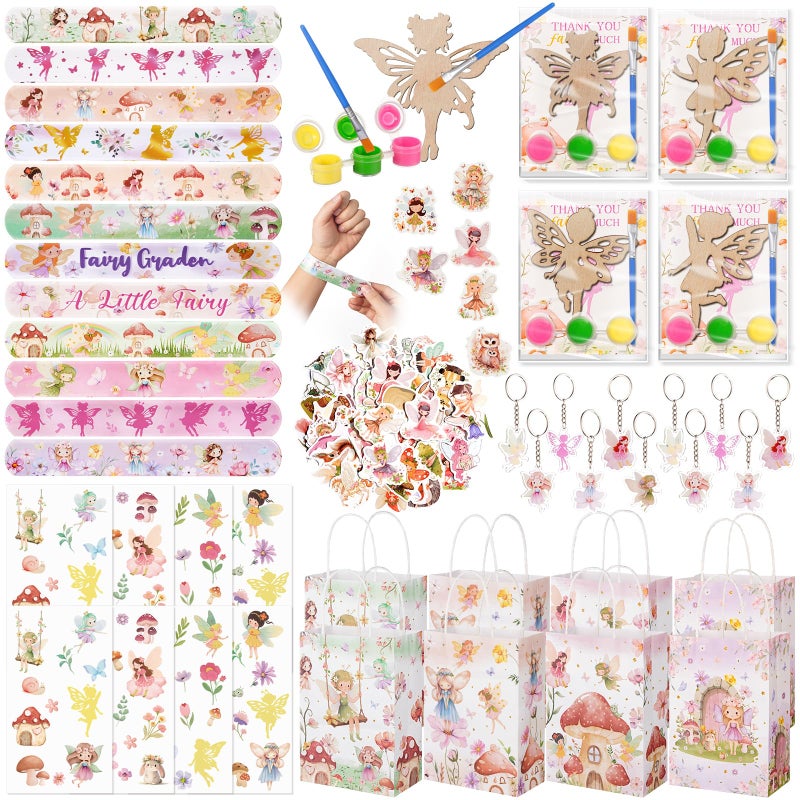 Vanblue 140 Pcs Fairy Party Favors Floral Fairy Themed Birthday Decorations Supplies Goodie Bag Stuffers Gift Bags for Girls,DIY Crafts and Classroom Rewards - Image 1