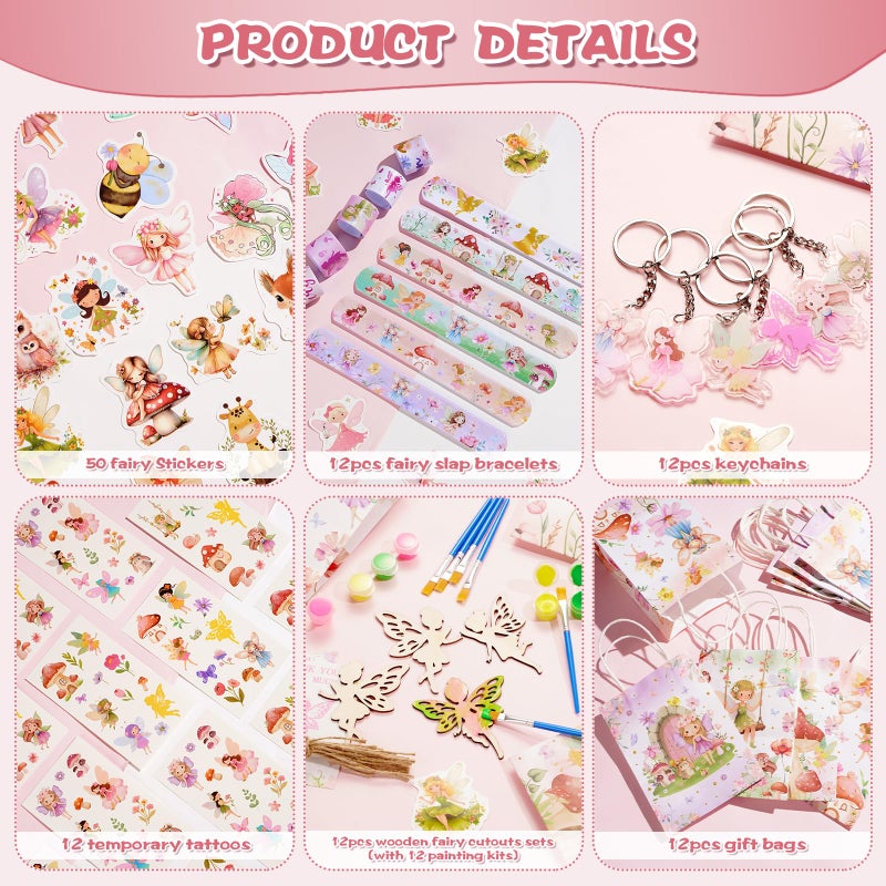 Vanblue 140 Pcs Fairy Party Favors Floral Fairy Themed Birthday Decorations Supplies Goodie Bag Stuffers Gift Bags for Girls,DIY Crafts and Classroom Rewards - Image 3