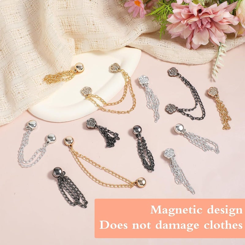 Magnetic Clothing Clips: 12-Piece Gold Silver Dark Gray Set - Strong Damage-Free Grip Magnetic Shirt Clips for Women, Fashion Styling, Wardrobe, Hijab, Scarf Use - Image 5