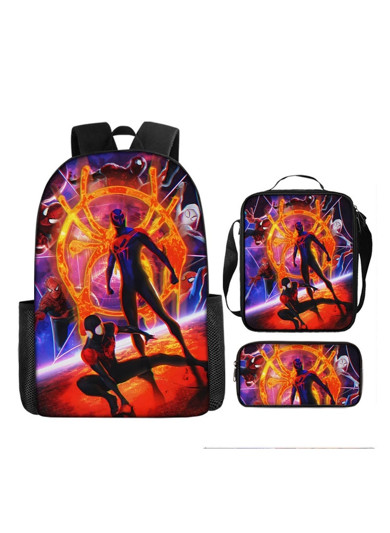 Backpacker Spider-Man Cartoon Digital Printing Children's Student School Bag Backpack 29*16*42CM + Shoulder Bag 19*6*23CM + Pencil Case 24*7*11CM Three-piece Set - Image 1
