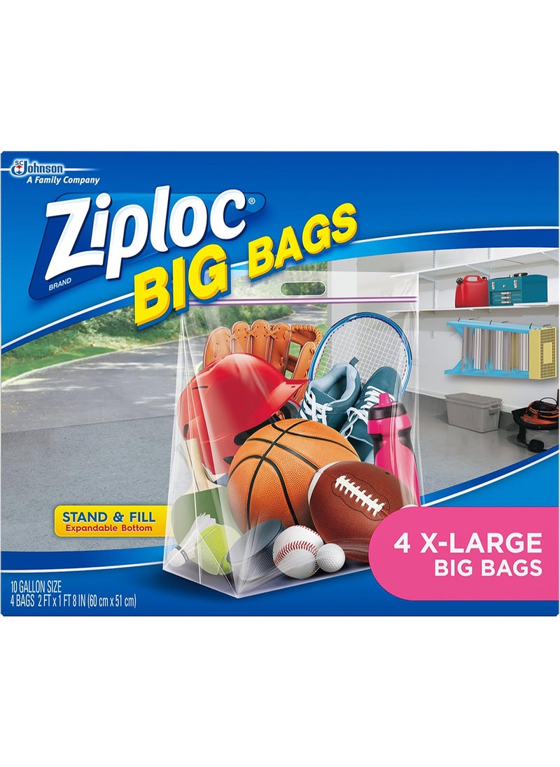 Ziploc Ziploc Storage Bags Double Zipper Seal  Expandable Bottom Extra Large 4 Count Big Bag  - Image 1