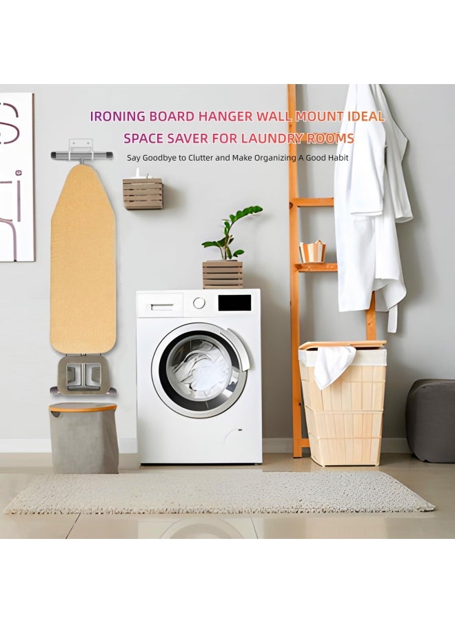 BiJun - Hai Ironing Board Hanger Wall Mount Ironing Board Holder Organizer Wall Rack Wall Mounted Ironing Board Holder Shelf For Laundry Rooms White - Image 1