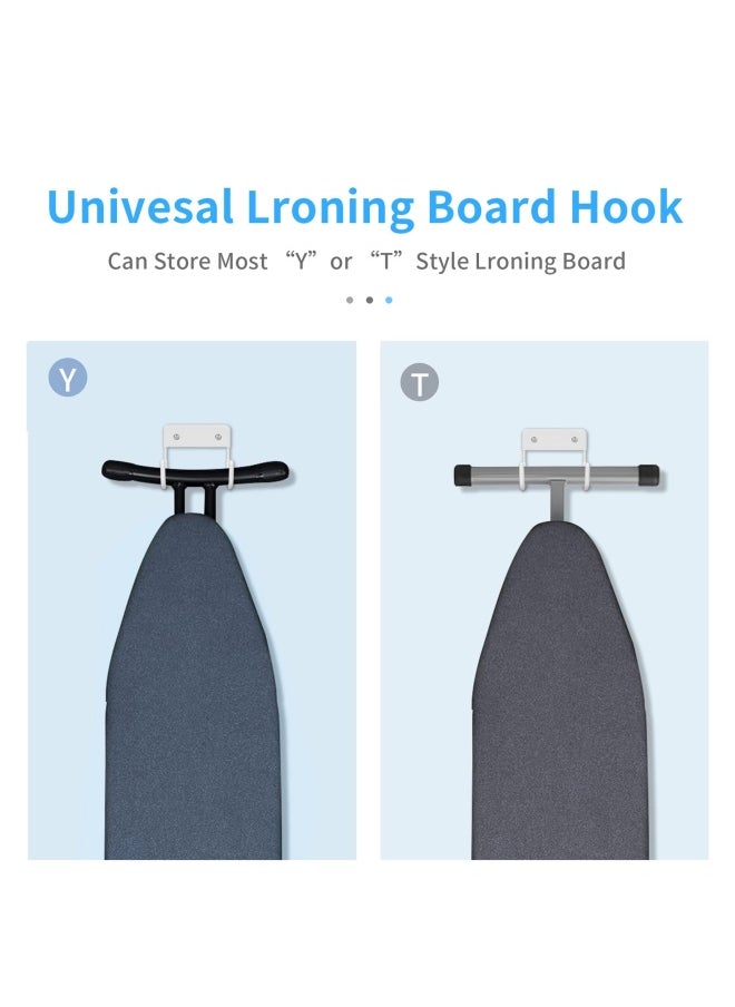 BiJun - Hai Ironing Board Hanger Wall Mount Ironing Board Holder Organizer Wall Rack Wall Mounted Ironing Board Holder Shelf For Laundry Rooms White - Image 1