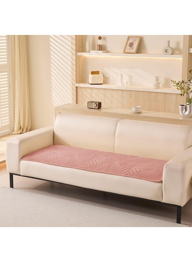 House of Quirk Sofa Covers Velvet Herringbone Chenille Fabric Furniture Protector 1/2/3/4 Seater Sofa Cover Slipcovers Anti-Slip Stretch Seat Mat (Two Seater, Pink, 70x140cm) - Image 1