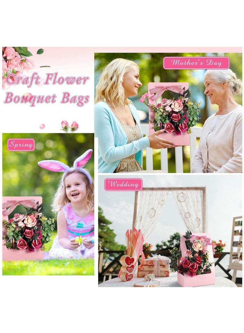 حقيبة هدايا ورقية محمولة مكونة من 12 قطعة للباقة، صندوق هدايا زهور مع مقبض - مثالي لباعة الزهور وترتيبات الزهور - Image 4