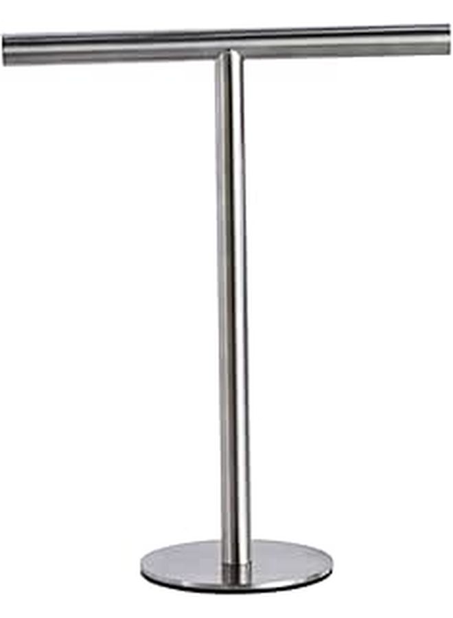 Luxshiny Stainless Steel Towel Rack Compact Hand Towel Holder For Bathroom Kitchen Countertop Weighted Base Smooth Surface Portable Versatile Towel Storage Black - Image 1