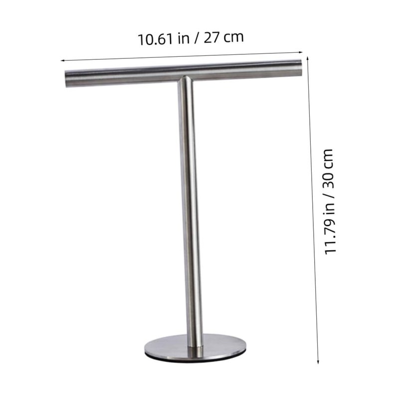 Luxshiny Stainless Steel Towel Rack Compact Hand Towel Holder For Bathroom Kitchen Countertop Weighted Base Smooth Surface Portable Versatile Towel Storage Black - Image 5