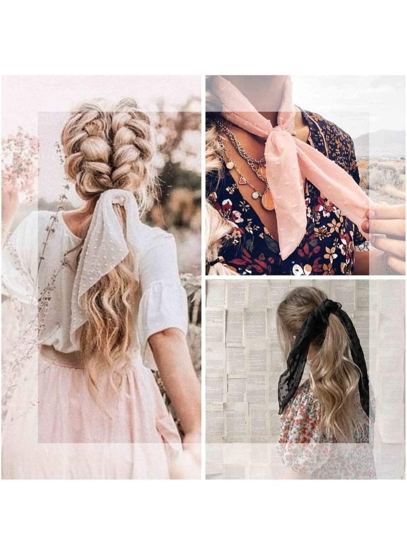 3 Pcs Scarf Scrunchies for Women Girls, Elegant Bow Elastics with Long Tails, Satin Ribbon Ponytail Holders, Soft Elastic Hair Bands for Thick Thin, Fashion Hair Ties for Daily and Gifts - Image 5