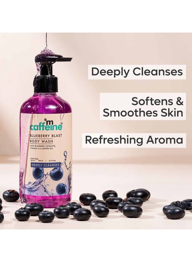 MCaffeine Blueberry Blast Body Wash With Fruity Fresh Blueberry Long Lasting Fragrance | Deep Cleansing & Tan Removal For Soft & Smooth Skin | Fragrance Body Wash For All Skin Types | For Men & Women - 300ml - Image 4