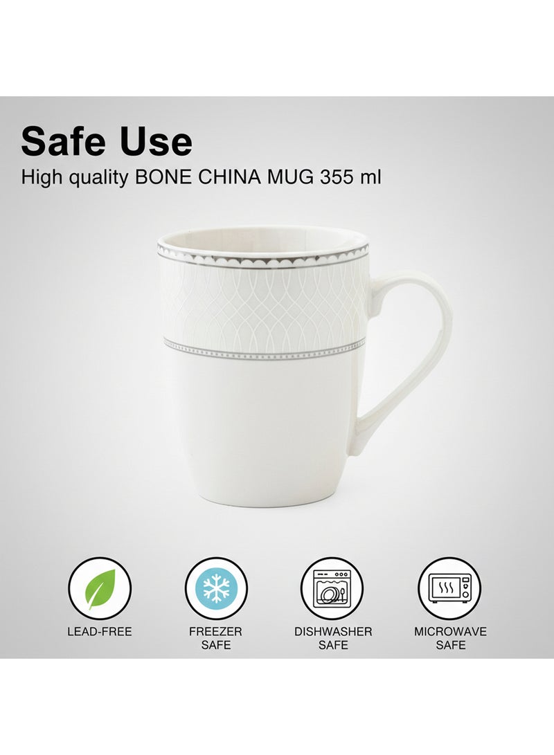 Shallow JUNA New Bone China Mug 355 ml – Elegant White Coffee & Tea Mug with Subtle Texture for Daily Use, Brunch, Coffee Station, Ramadan, Eid, Diwali & Gifting (Set of 6) - Image 5