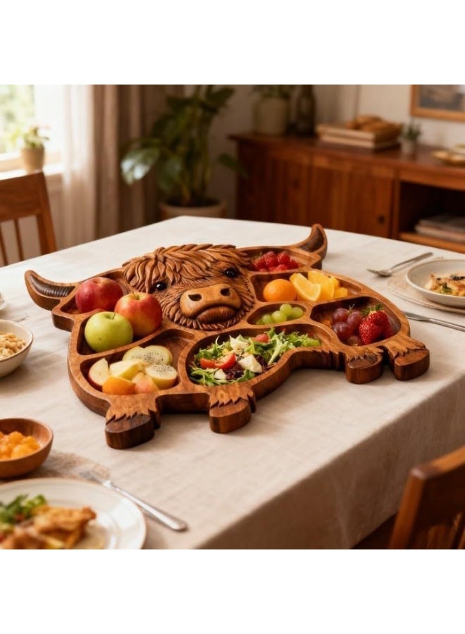 YANCI Highland Cow Wooden Charcuterie Board、Cheese Tray & Charcuterie Board for Party, Cheese & Charcuterie Display - Image 2