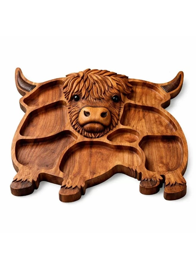 YANCI Highland Cow Wooden Charcuterie Board、Cheese Tray & Charcuterie Board for Party, Cheese & Charcuterie Display - Image 3