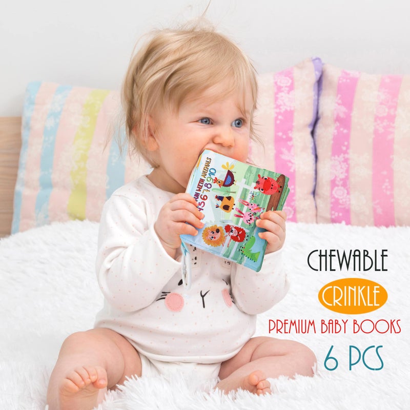 Bebe Mondo Baby Books Toys Gifts, Touch and Feel Cloth Crinkle Books for Babies,Infant Toddler Baby 0-3-6-12-18 Months, Early Learning Toys 6 to 12 Months 1-2 Years Old, Easter Shower Gift for Boys Girls,6 PCS - Image 4