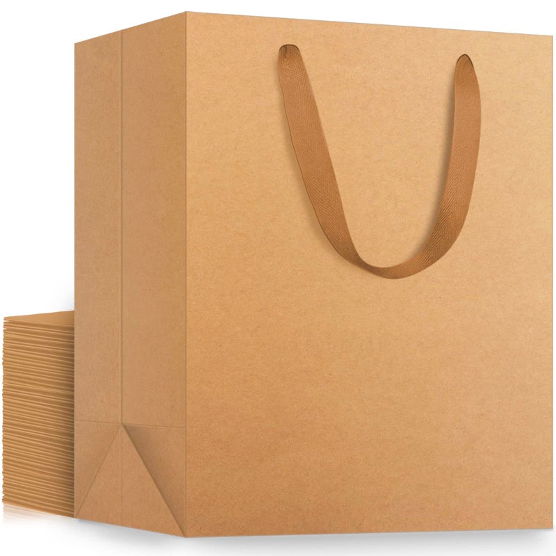 EUSOAR Large Kraft Bags with Handles 25 Pack 98x51x126 Paper Gift Bags Bulk Shopping and Merchandise Bag for Party Favors Wedding Boutique Grocery Retail Business Birthday