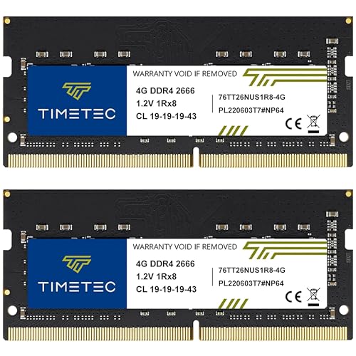 Timetec 8GB KIT 2x4GB DDR4 2666MHz PC42666V PC421300 SODIMM Laptop RAM 260Pin 12V CL19 NonECC Unbuffered Memory Module for Laptop Notebook Mini PC AllinOne - Image 1