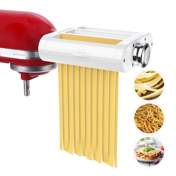 PASTA MAKER ATTACHMENT 3 IN 1 SET FOR KITCHENAID STAND MIXERS INCLUDED PASTA SHEET ROLLER SPAGHETTI CUTTER FETTUCCINE CUTTER MAKER ACCESSORIES AND CLEANING BRUSH