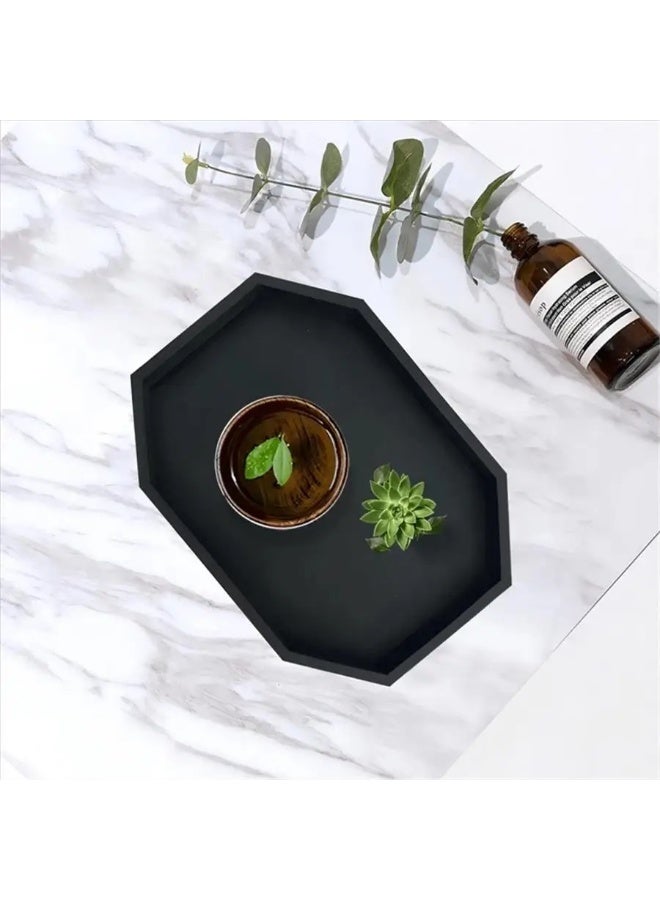 MAIDI Modern Minimalist Black Octagonal Tray, Multi-Functional Decorative Tray for Home, Bathroom & Kitchen, Stylish Storage Organizer for Perfumes, Candles, Toiletries & Kitchen Essentials, Durable Serving Tray with Sleek Design, Ideal for Elevating Home Aesthetics & Practical Organization - Image 3