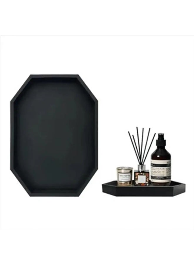 MAIDI Modern Minimalist Black Octagonal Tray, Multi-Functional Decorative Tray for Home, Bathroom & Kitchen, Stylish Storage Organizer for Perfumes, Candles, Toiletries & Kitchen Essentials, Durable Serving Tray with Sleek Design, Ideal for Elevating Home Aesthetics & Practical Organization - Image 1