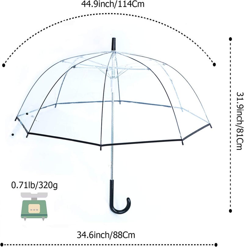 Calli Factory Clear Lightwight Umbrella for Women, Kids - Automatic Open, Transparent Dome Fashion Umbrellas with Easy Grip Strap, Iridescent Pack of 4 (4 Colors) - Image 2