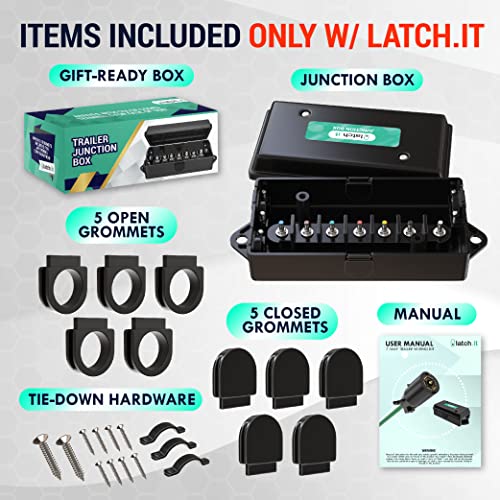 LATCH.IT 7 Way Trailer Junction Box for RV | Trailer Wiring Junction Box | Plastic Construction | 12V Wire Block | Color-Coded Terminal Block | Hardware Included for Easy Wiring for Your Camper - Image 3