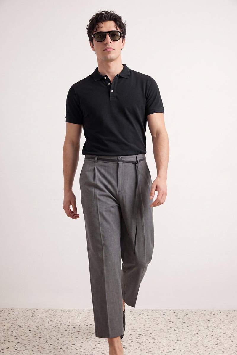 trendyol Black Slim/Slim Cut Polo Neck Short Sleeve % Cotton Polo Neck T-shirt - Image 2