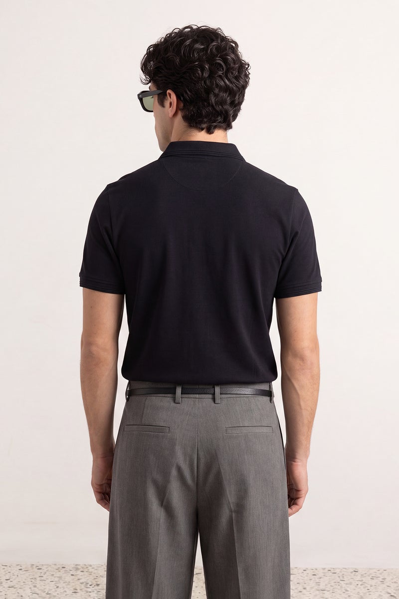 trendyol Black Slim/Slim Cut Polo Neck Short Sleeve % Cotton Polo Neck T-shirt - Image 4