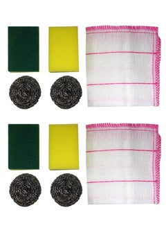 AIWANTO 10 Pcs Cleaning Kit for Kitchen Brush With Small Towel Dish Washing Sponge Scrubber Cleaning Set  - Image 1