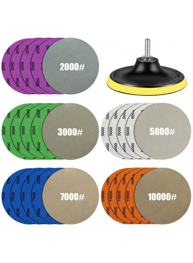 Depvko Water Grit Sandpaper 2000/3000/5000/7000/10000 and 5-inch Backing Pad Set, Wet Dry Electric Hook &Loop Sanding Disc with Pad, Grinding Abrasive Paper and Orbital Sander Polisher - Image 1