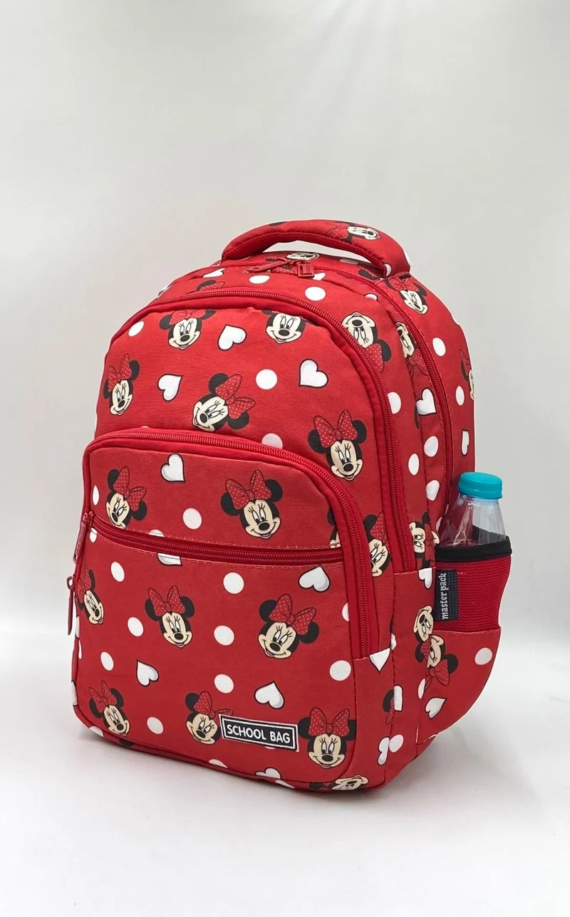 ميكس ستور Red Character Pattern Orthopedic Back Supported Primary School Bag for Girls with Lunch Box and Pencil Holder