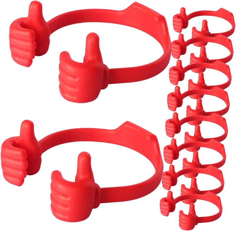 10pcs Thumbs Device Stand Holder Set, Red Cell Phone Holder Brackets for Home, Office, Kitchen Desktop Use, Compatible with Smartphones and Tablets - Image 1
