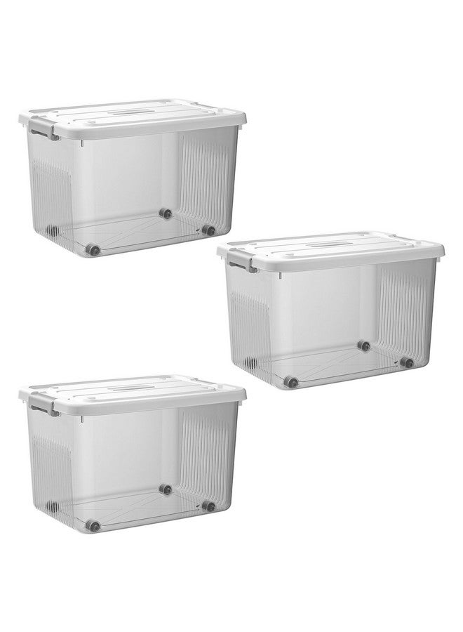 HoopVool Clear Storage Container Box, Stackable Storage Bin with Lid, Plastic Container with Heavy Duty Latches to Organize, White Lid. (PACK OF - 3, No.5-20 X 14.5 X 12 INCH) - Image 1