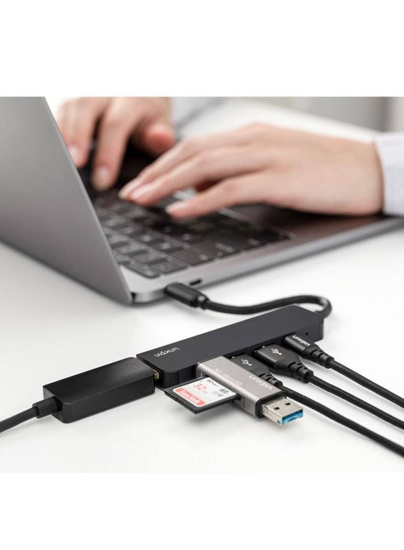 لينكبين موزع USB C، محول 5 في 1 من النوع C، 4K 60Hz، من النوع C إلى HDMI/2 منفذ USB/قارئ فتحة بطاقة SD/TF لجهاز MacBook Pro Air XPS iPad - Image 2