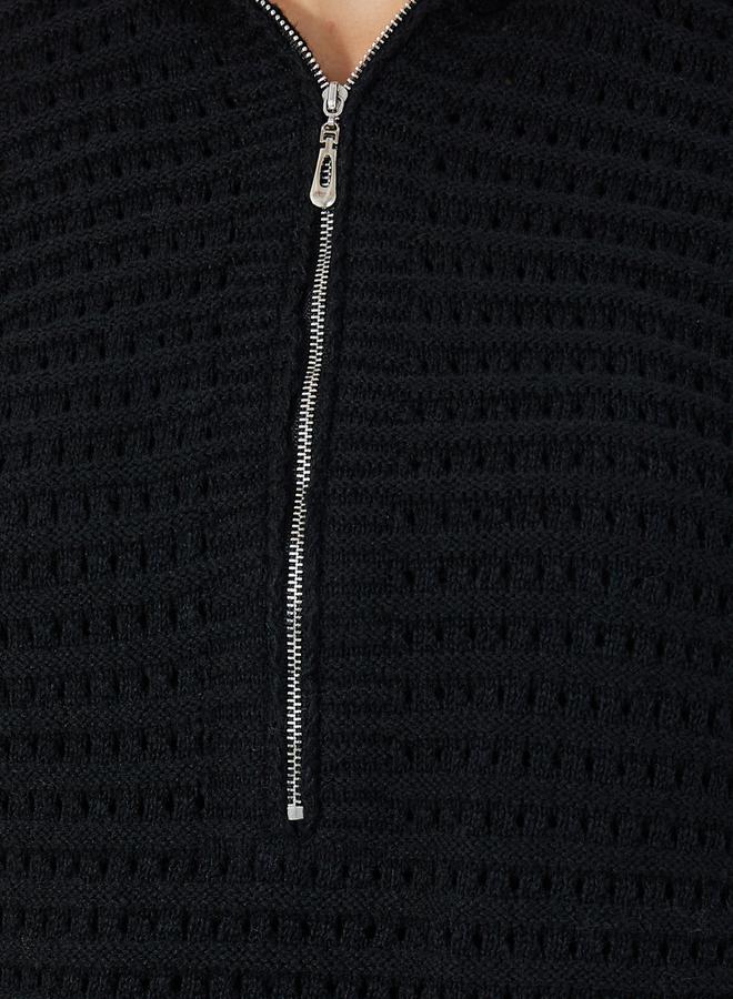 Styli Textured Half Zipper Knitted Top - Image 3