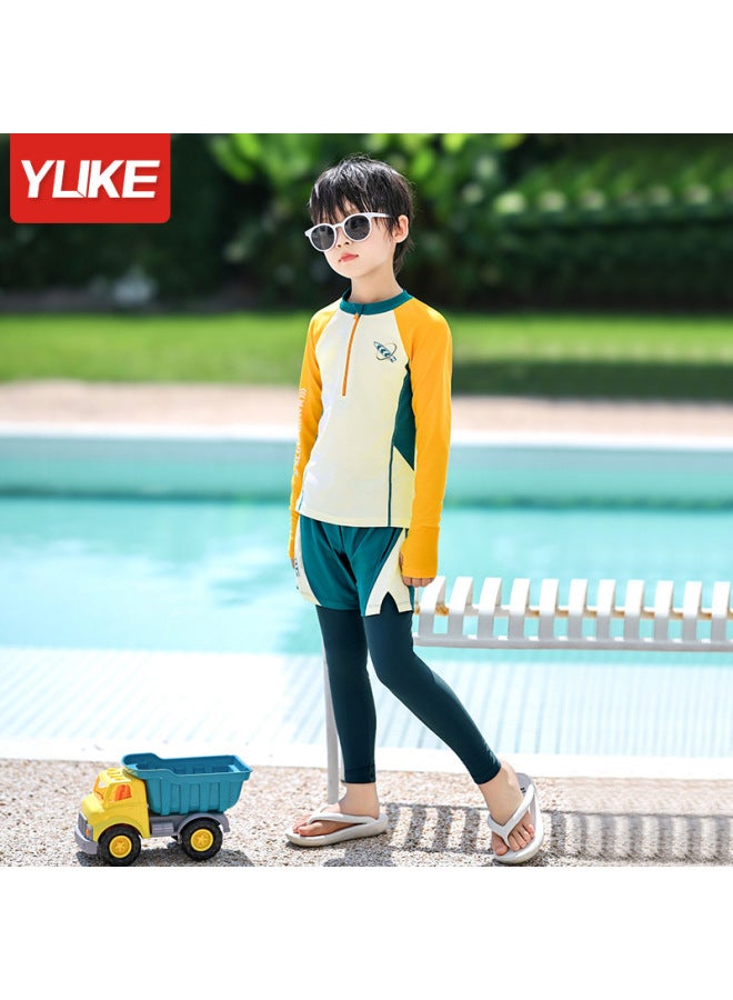 Children's Swimwear Boys' Split Long Sleeve Trousers Summer New Arrival Big Boy's Swimwear Sunscreen Swimming Trunks Suit