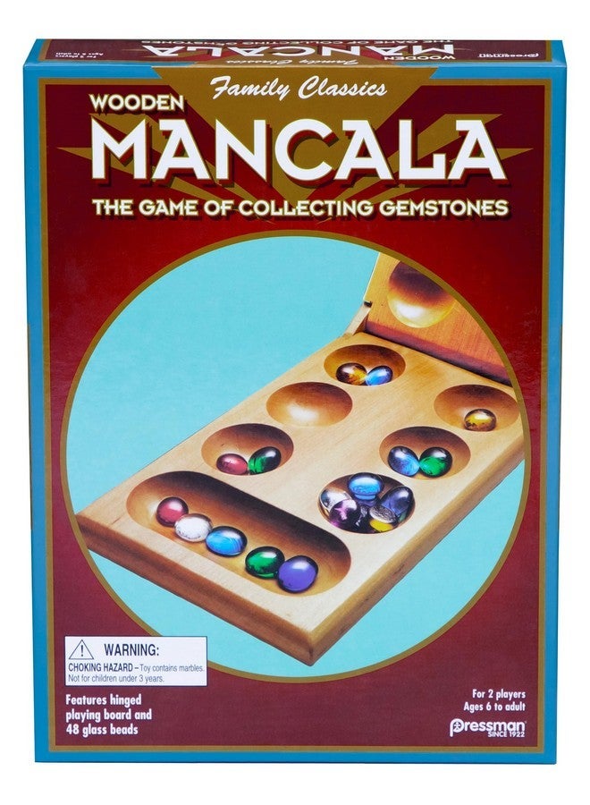 Pressman Mancala - Real Wood Folding Set, With Multicolor Stones By Pressman, 2 Players - Image 1