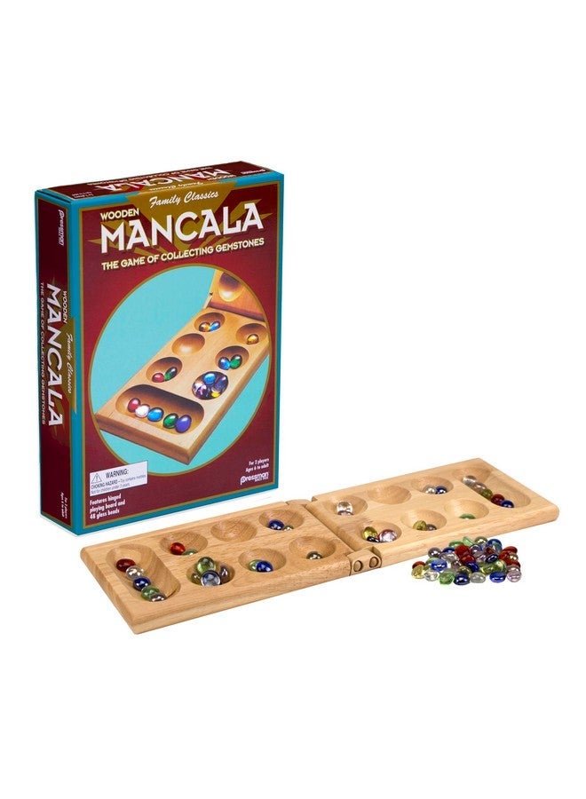 Pressman Mancala - Real Wood Folding Set, With Multicolor Stones By Pressman, 2 Players - Image 2
