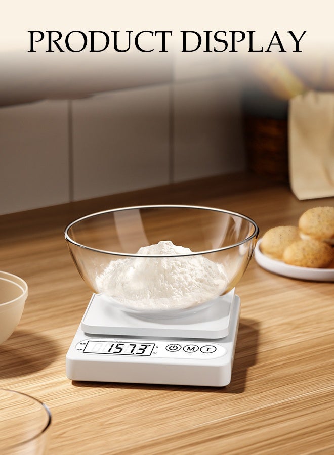 DUNISO Digital Kitchen Scale，Food Scale For Baking And Cooking，Mini Electronic Scale，with LCD Display，with Tray,Measuring Cup and Egg White Separator，Auto-Off，USB Charging，for Kitchen Cooking Baking Meal Prep - Image 4
