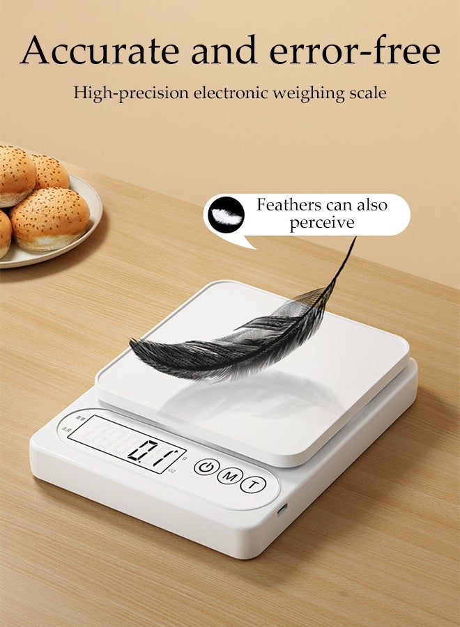 DUNISO Digital Kitchen Scale，Food Scale For Baking And Cooking，Mini Electronic Scale，with LCD Display，with Tray,Measuring Cup and Egg White Separator，Auto-Off，USB Charging，for Kitchen Cooking Baking Meal Prep - Image 5